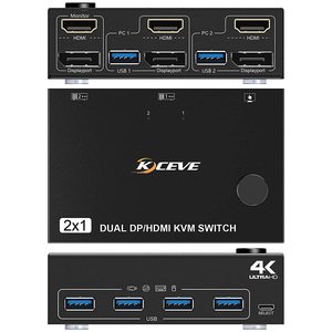 10PCS KVM Switch 2 Monitors 2 Computers USB 3.0 HD MI DP KVM Switcher 4K 60Hz HD Supports <strong>Keyboard</strong> and Mouse Monitor - Product Image 6