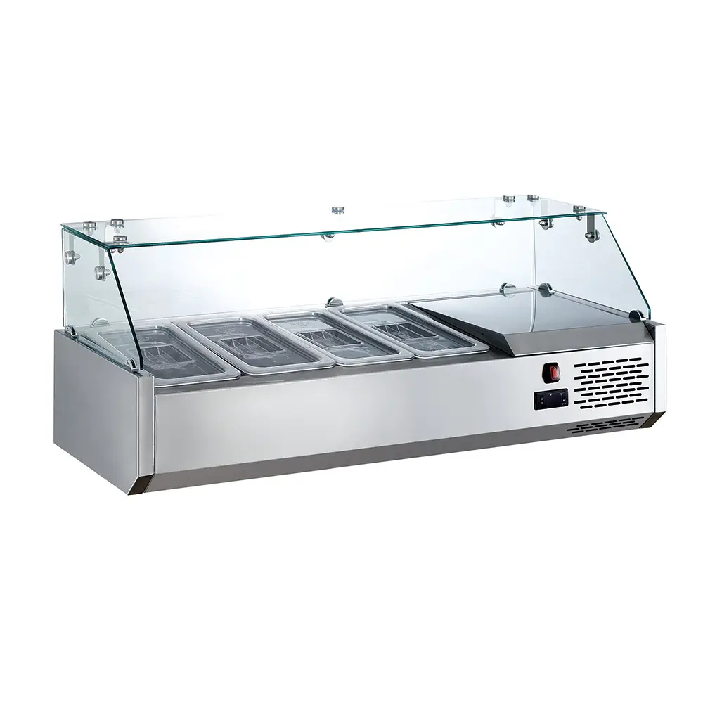 XEOLEO Commercial Restaurant Sandwich Table Refrigerator 0~5 Degrees Stainless Steel Pizza Counter Freezer Salad Prep Chiller