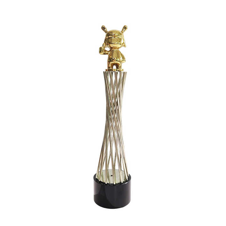 Wholesale Metal Gold Children Toys Metal Crafts Figurine Sculpture Home Decoration Award School Trophies for Good Boy and Girl
