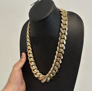Hip Hop takı zinciri 14k 25MM 24 "700G 999 gümüş ağrı küba zincir buzlu Out Moissanite kilit buzlu Out küba bağlantı zinciri - Product Image 1