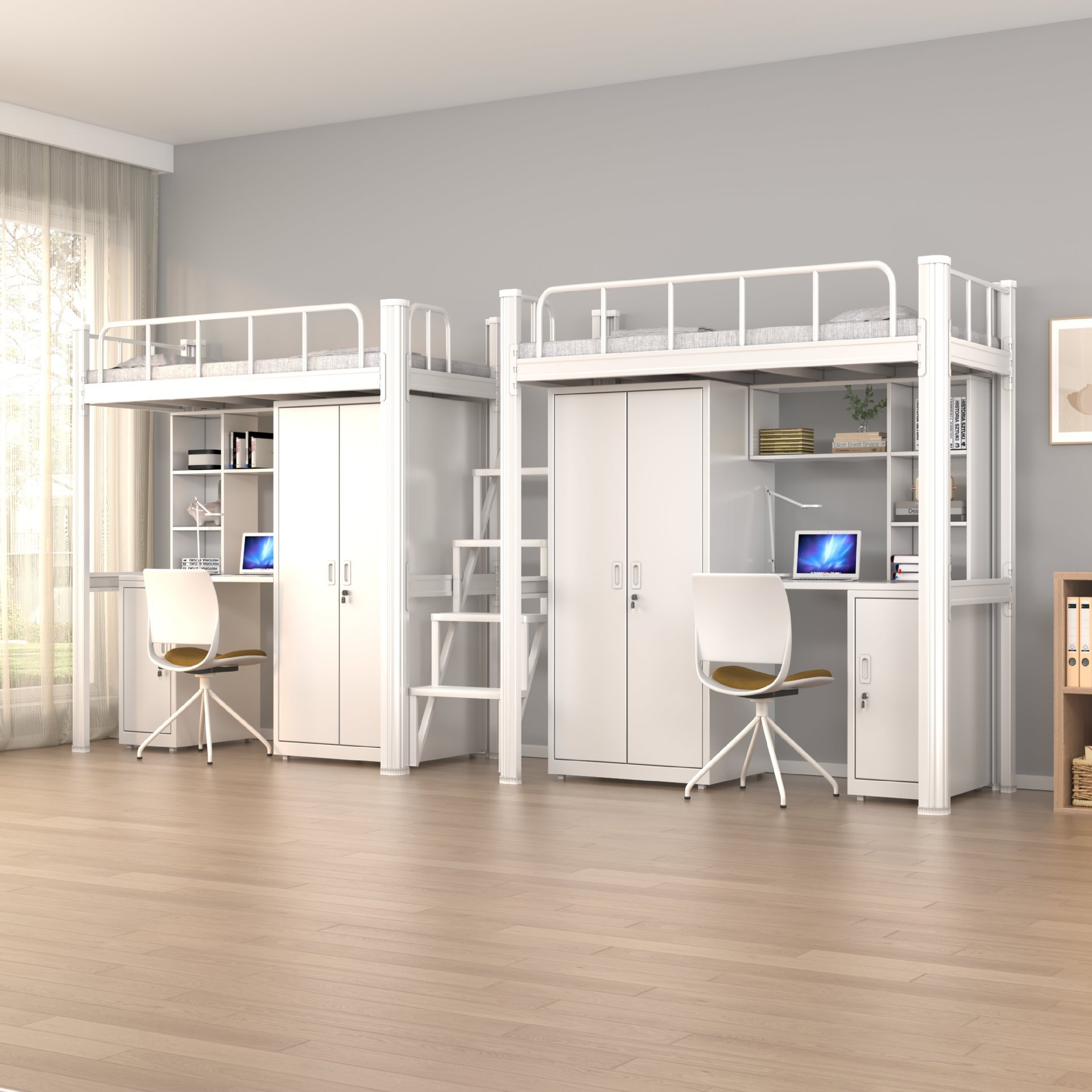 Double apartment bed combination-white