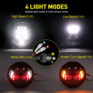 Dot מאושר E9 מלאך עיני <span class=keywords><strong>DRL</strong></span> הפיכת אור Halo טבעת עגול פנס 50W 7 אינץ Led פנס 7in עבור אופנוע עבור Jeep JK
