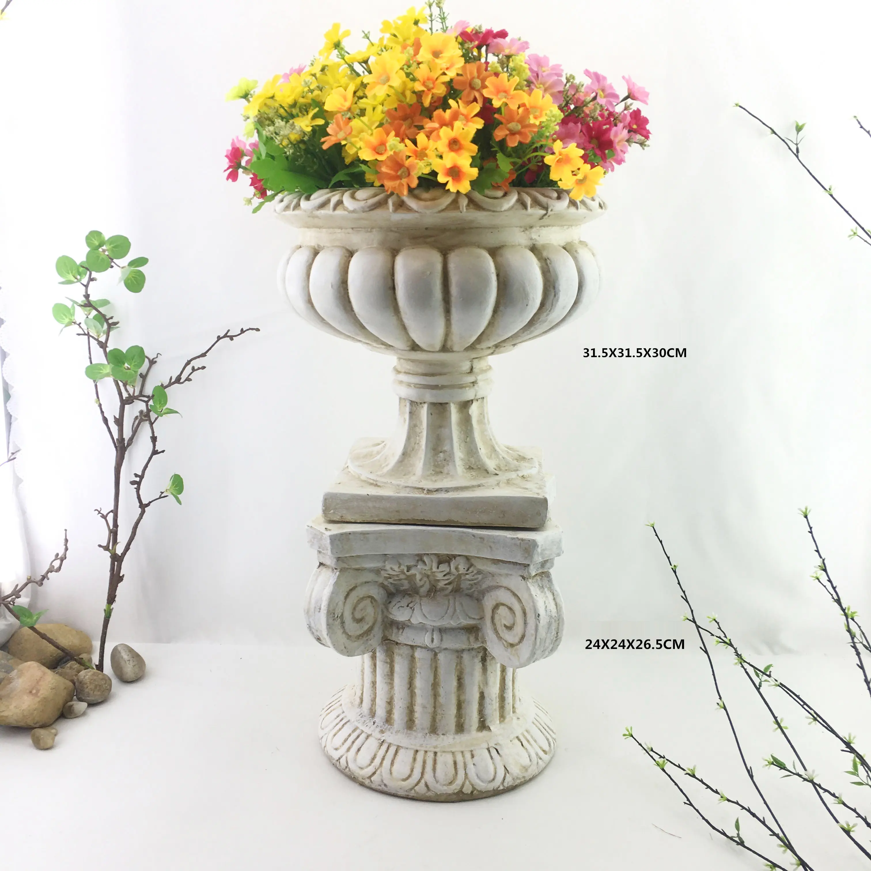 Macetas de flores de hormigón, decoración moderna europea, arcilla de fibra, maceta de flores