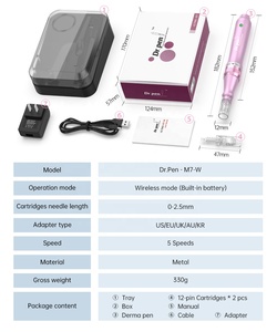 プロの家庭用マイクロニードリングペン博士ペンM7 Dermapenステンレススチール針スカー除去用スキンケア用美容ツール