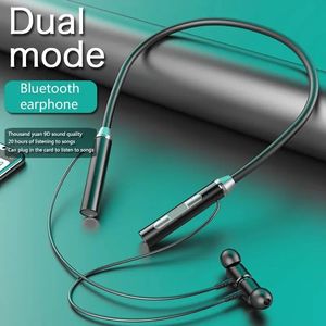 ワイヤレスヘッドフォンブルートゥース5.0ネックバンドイヤホンシリコンHifi9Dステレオスポーツヘッドセットホルター防水磁気イヤフォン