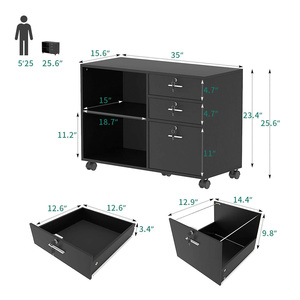 Tủ Văn Phòng GDLT, 3 Ngăn Kéo, Kệ Đựng Hồ Sơ Di Động Gắn Bên Kệ Đựng Tài Liệu GDLT Màu Đen - Product Image 2