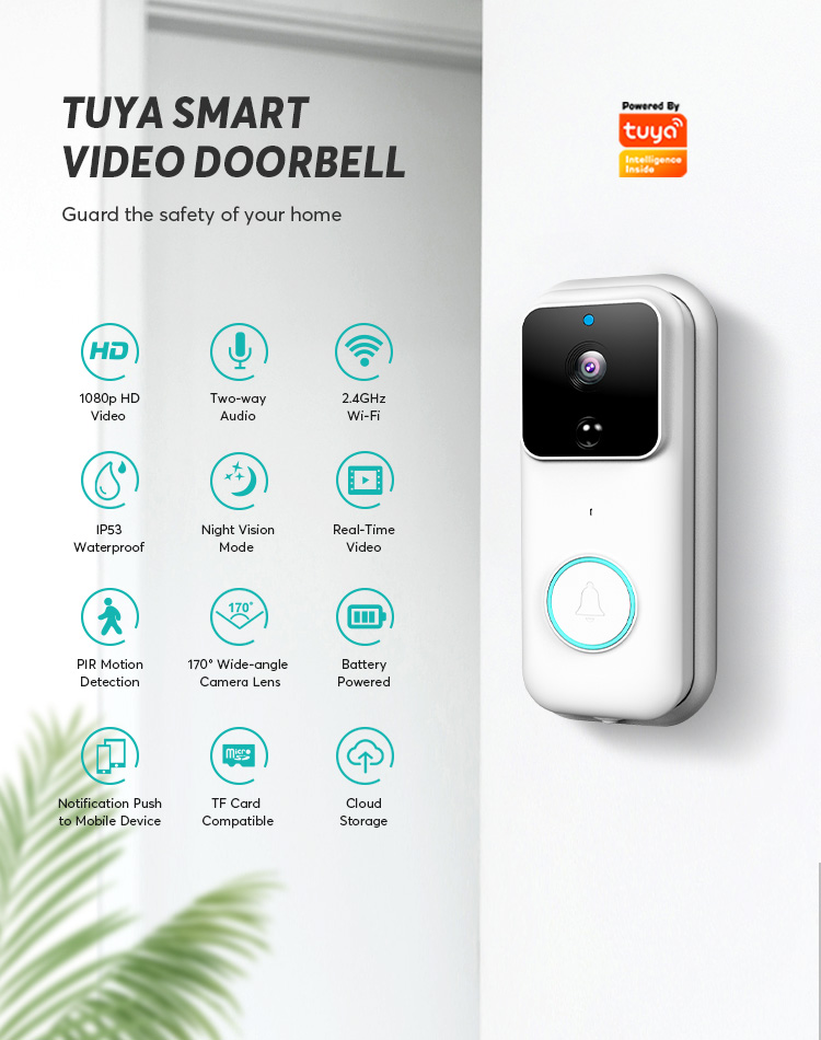ODM/OEM Smart Tuya Wifi Digital Security Camera Wireless Intercom ring Wireless video Doorbell
