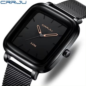 Nuovo CRRJU 2199 di lusso d'oro da uomo orologio al quarzo elegante maglia cinturino puntatore a prova di acqua display semplice Business orologio da polso rilegio - Product Image 3