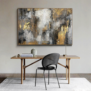 48x32 "大きなアートワーク抽象的な油絵特大ウォールアートゴールド絵画リビングルーム装飾アパートウォールアートフレームアート