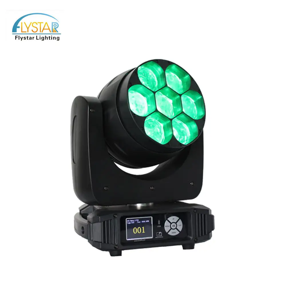 Cabezal móvil led de 7x40W RGBW 4 en 1, haz de zoom, lavado de eventos, decoración de escenario, iluminación para conciertos