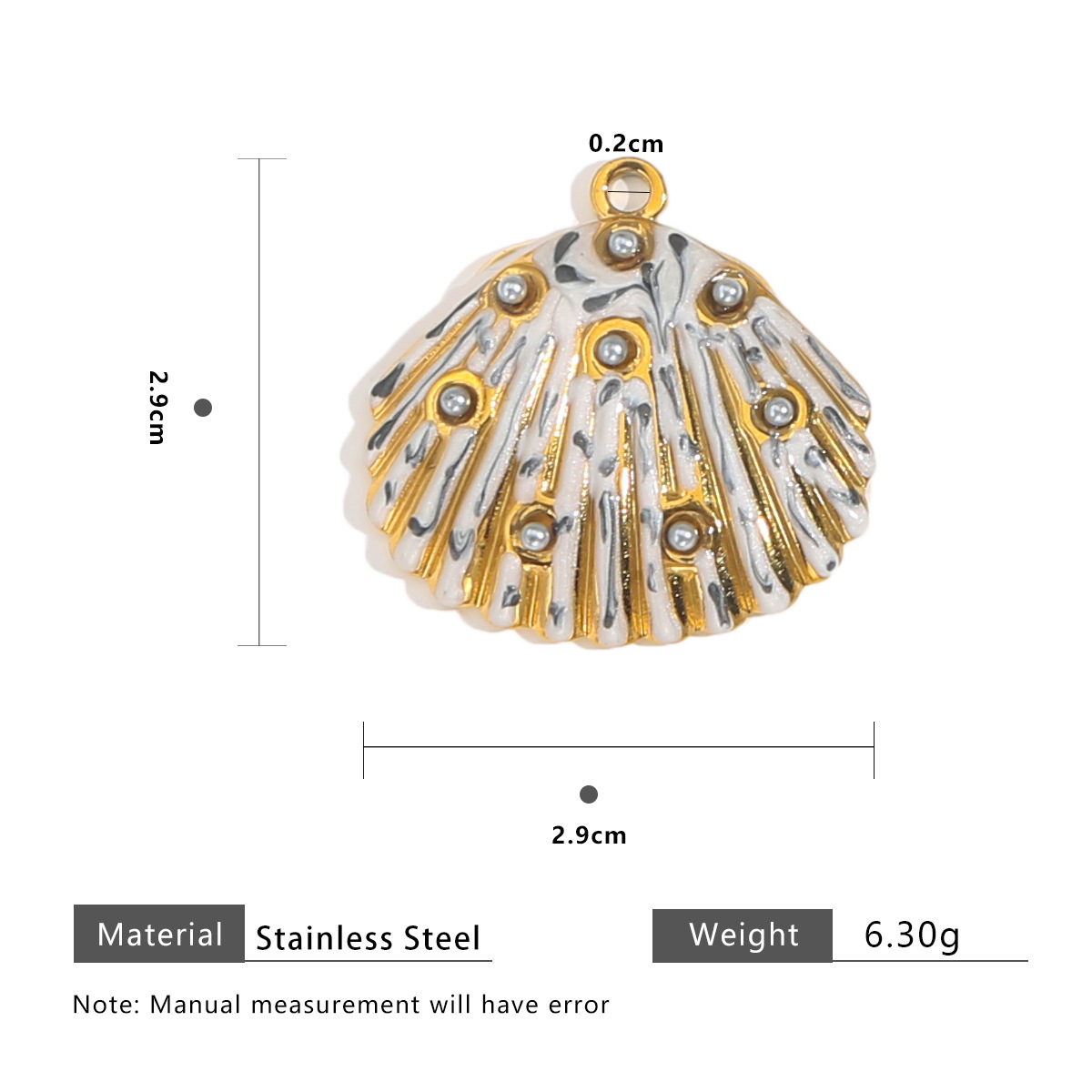 Pendentif coquillage 8 perles - noir et blanc