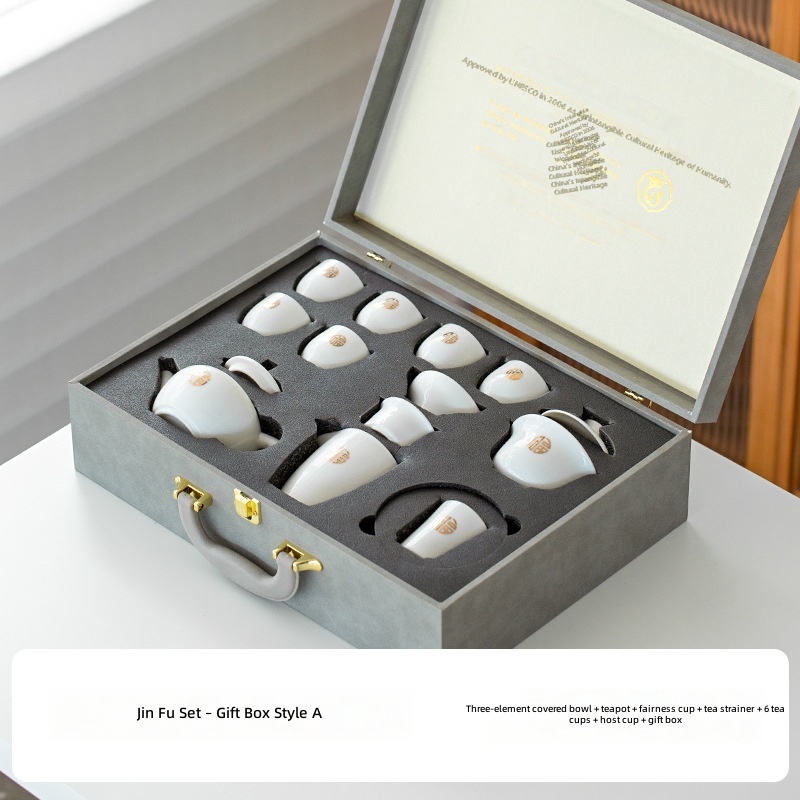Caja de regalo Jinfu dorada con 12 cabezales de trazado.