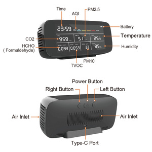 高质量和中国工厂空气质量检测器O2 PM2.5 TVOC HCHO监测仪，配有ce认证的NDIR CO2传感器液晶显示器 - Product Image 2