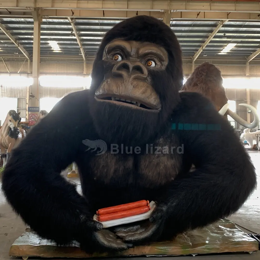 Animatronic özelleştirilmiş Gorilla King Kong tema eğlence parkı hayvanat bahçesi kapalı simülasyon hayvan modeli satılık