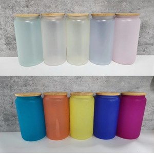 Haber 16oz soğuk fincan Libbey kahve kavanozları buzlu Allochroic süblimasyon renk değişimi bira Tumblers bambu kapak saman şeffaf