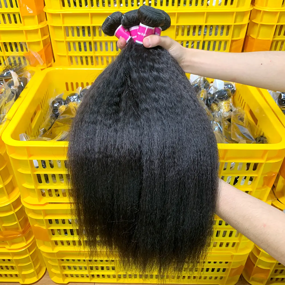 MeiMeihair Afro kinky straight wave brazilian human hair extensions 100% natural hair kinky straight