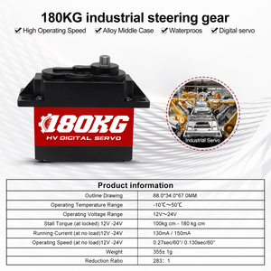 180kg Large Torque All Metal Brushless <strong>Servo</strong> for Rc Car Industrial <strong>Servo</strong> 12-24v Digital <strong>Servo</strong> - Product Image 5