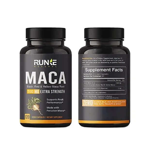 Natural Energy Boosters Maca Root Pill Supplement Capsules Enhances Vitality And Stamina For Man Black Maca Root Capsules