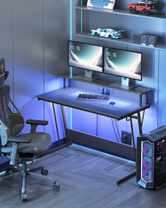 VASAGLE-Mesa RGB con superficie de fibra para juegos, escritorio con ganchos, mesa de juegos con tira de alimentación integrada - Product Image 5