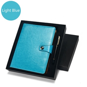 Logo personalizzato Nota Libro di Lusso A5 Organizer In Pelle PU <span class=keywords><strong>NoteBook</strong></span> con la Penna Scatola Regalo di Affari Set
