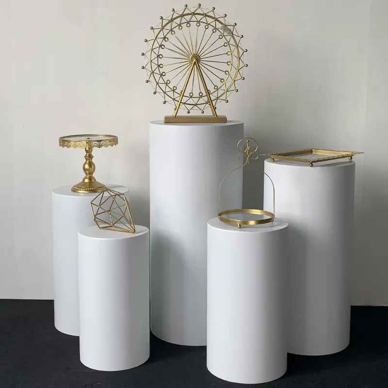 Factory Supplier Marble Clear Plinths Round Cylinder Cake Stand Pedestal Cylinder Stands For Party Wedding