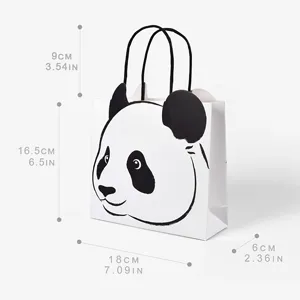 Großhandel niedlichen Panda Muster Tote Shopping Papiertüte Kreatives Design mit glänzenden Matt Laminierung Prägung Wellpappe - Product Image 4