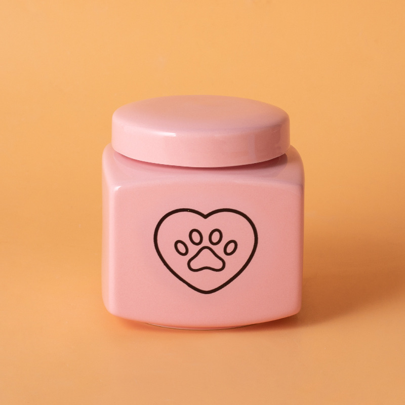 Square ash urn-pink-black heart paw print