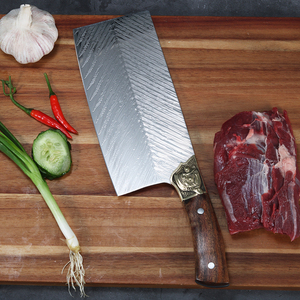 Dao Damascus 7 Inch Của Đức Thép Không Gỉ Dao Đầu Bếp Đồ Tể Trung Quốc Bộ Dao Cleaver Tay Cầm Bằng Gỗ Cho Thịt - Product Image 3