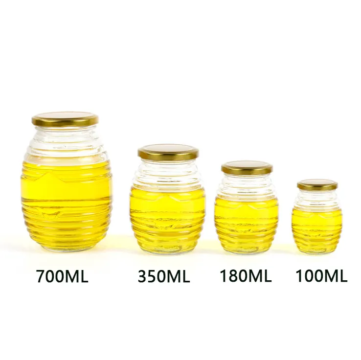 100ml 180ml 350ml 730ml זכוכית דבורת דבש צנצנות, ריק דבש אחסון צנצנות