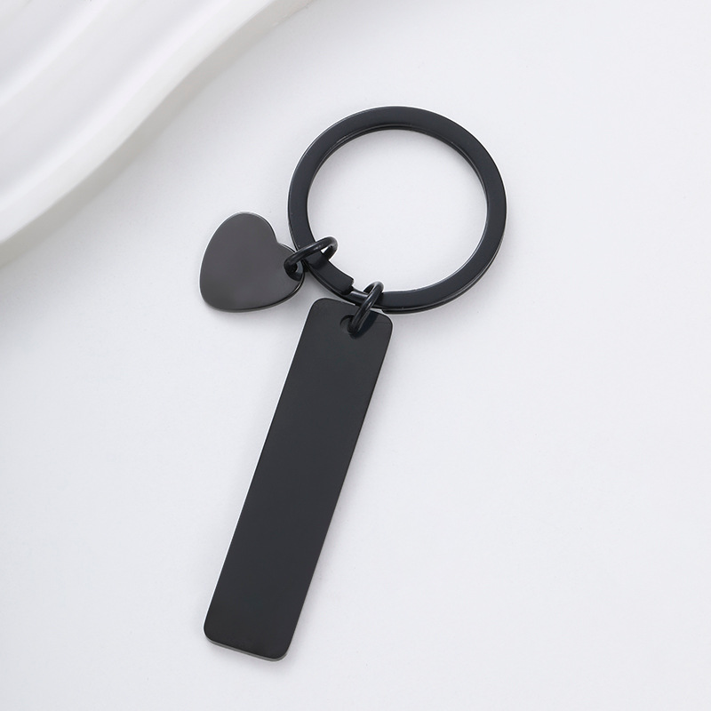 50*12mm long strip + angled center + key ring-black set