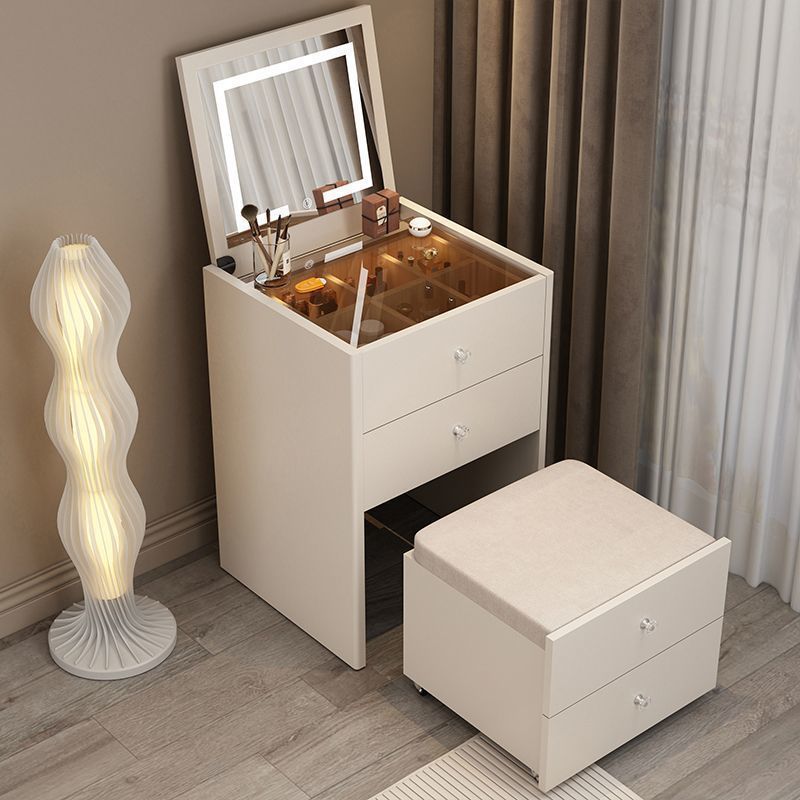 50cm white table, mirror, and dressing stool set