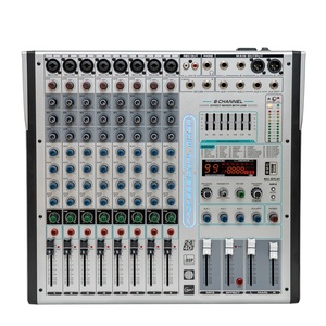Light 8 Professional Audio Mixer Mixing Console 8チャンネル、EQ内蔵99 DSP LCDディスプレイ、カラオケ用REC DJコントローラー - Product Image 1