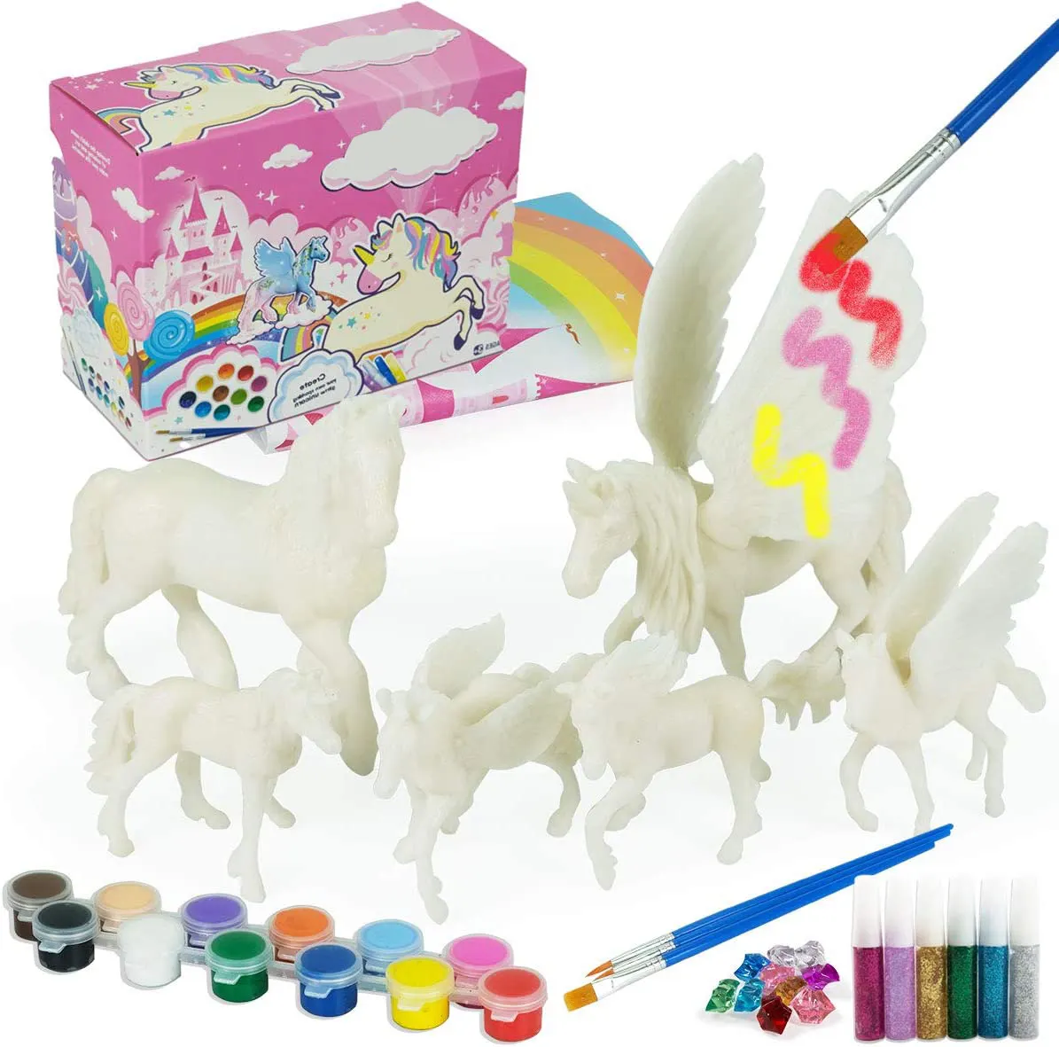 Set di arti e mestieri del Kit di unicorno per pittura fai-da-te per bambini o ragazze decorare e disegnare giocattoli 3D per regalo per bambini