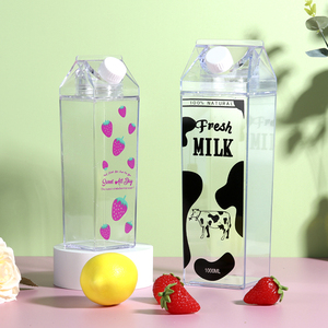IFAN定制透明方形塑料水瓶创意时尚牛奶纸箱灵感饮水器新品上市