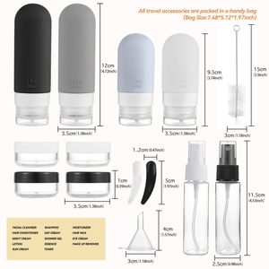 硅胶旅行瓶套装-TSA批准的防漏硅胶可挤压容器，用于洗漱用品碳粉化妆液黑色 - Product Image 5