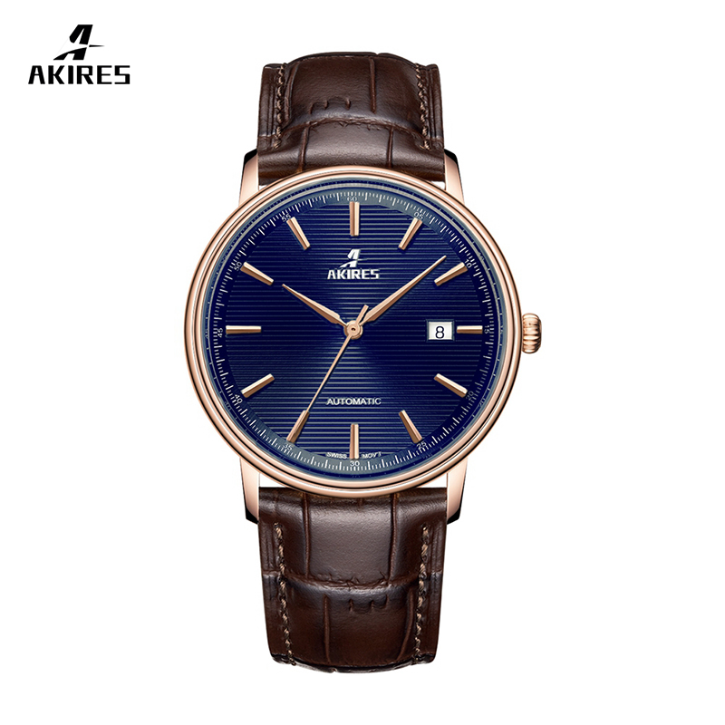 Pink gold case blue dial