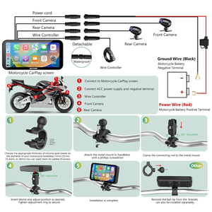 6,25 polegadas GPS Bluetooth navegação <span class=keywords><strong>Android</strong></span> 14 portátil Moto tela CarPlay Display impermeável câmeras duplas TPMS pressão do pneu