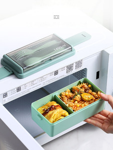 ランチ収納に適した食品容器2層の電子レンジ対応プラスチック弁当箱 - Product Image 5