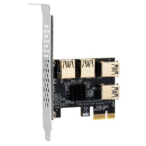 Altın <span class=keywords><strong>PCIE</strong></span> splitter PCI-E yükseltici kartı 1 ila 4 <span class=keywords><strong>USB</strong></span> 3.0 çoğaltıcı Hub X16 PCI Express 1X 16X adaptörü
