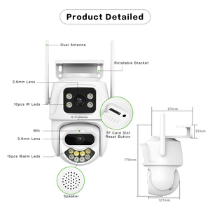 GW-P8FD-M3X WiFi PTZ IP <strong>Camera</strong> <strong>3MP</strong>*2 LENS Sensor Outdoor Full Color Night Vision AI Human Auto Tracking ICSEE - Product Image 3