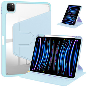 IPad Pro11インチ2024レザースマートカバークリアバックシェル用の売れ筋360度回転タブレットケース - Product Image 1