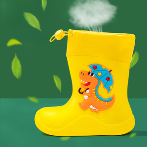 Yürümeye başlayan sevimli dinozor karikatür çocuk yağmur ayakkabıları erkek su geçirmez gumboots kızlar hafif EVA bebek yağmur çizmeleri çocuklar için