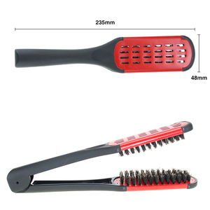 Pro kuaförlük düzleştirici naylon saç düzleştirici çift fırçalar V şekli tarak kelepçe zarar vermez Styling araçları Diy ev - Product Image 3