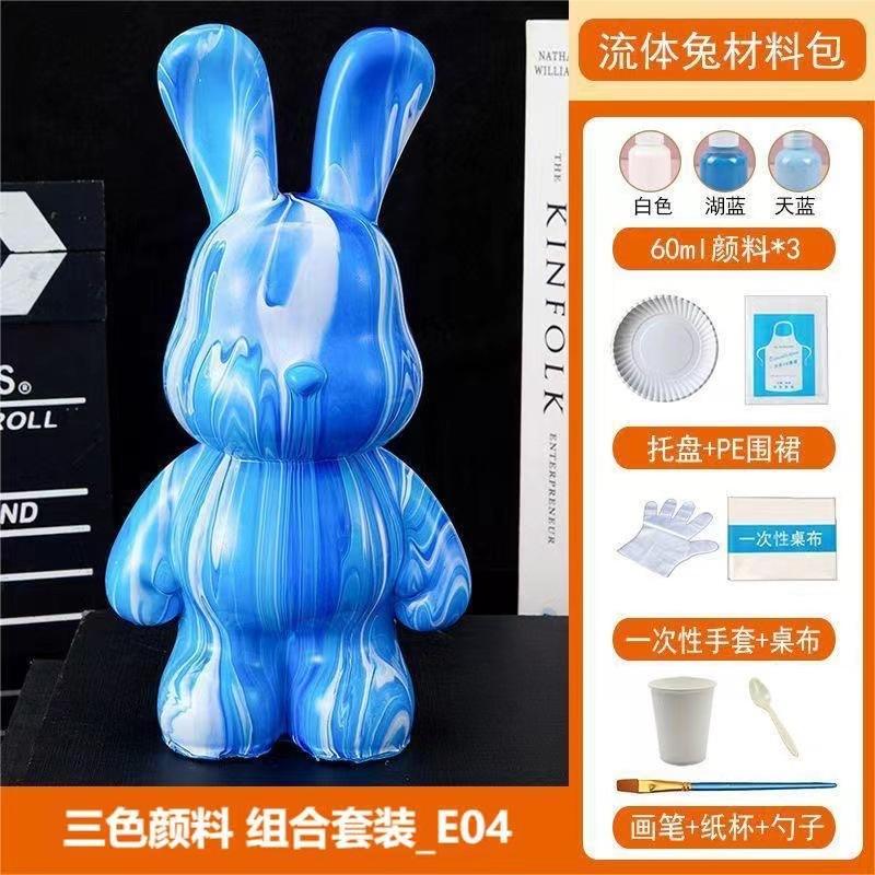 Lapin fluide 23cm+kit matériel+blanc lac bleu ciel bleu