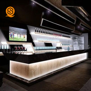 Yapay taş L şekli bar sayacı çok kişilik led ışık çubuğu mobilya logo ile gece kulübü için - Product Image 1