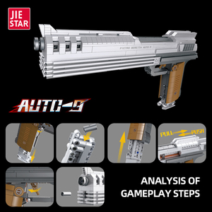 JIESTAR2023新着アダルトDIY AUTO-9ハンドガンモデルmocビルディングブロックセット弾丸SWATアーミーショットガンピストルおもちゃの銃 - Product Image 2