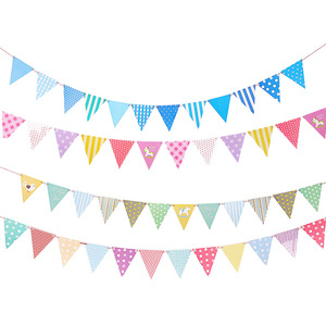 Triángulo banderín cadena guirnalda fiesta decoración Multicolor banderines banderas en blanco colorido arpillera estrella del este grupo de la suerte - Product Image 1
