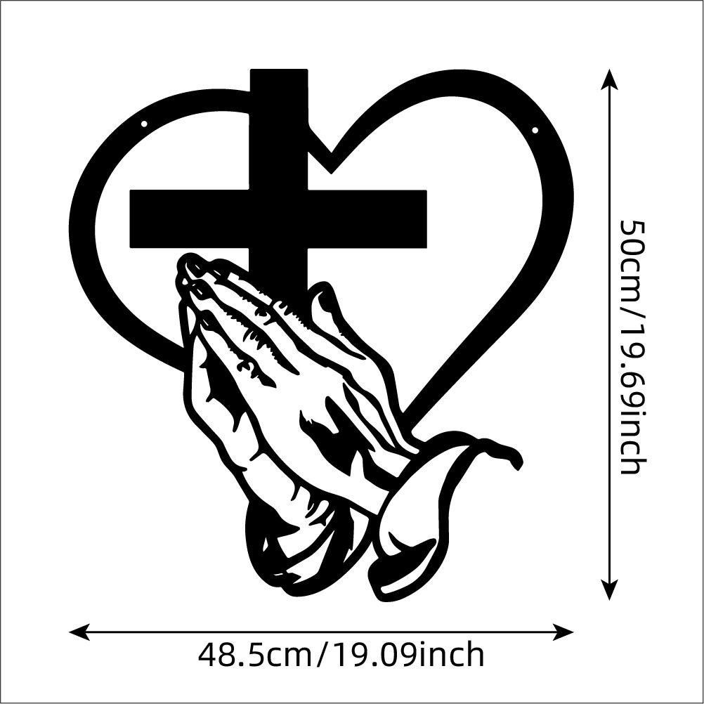 ไม้กางเขนรูปมือสวดมนต์ ขนาดใหญ่ สีดำ 50 ซม.