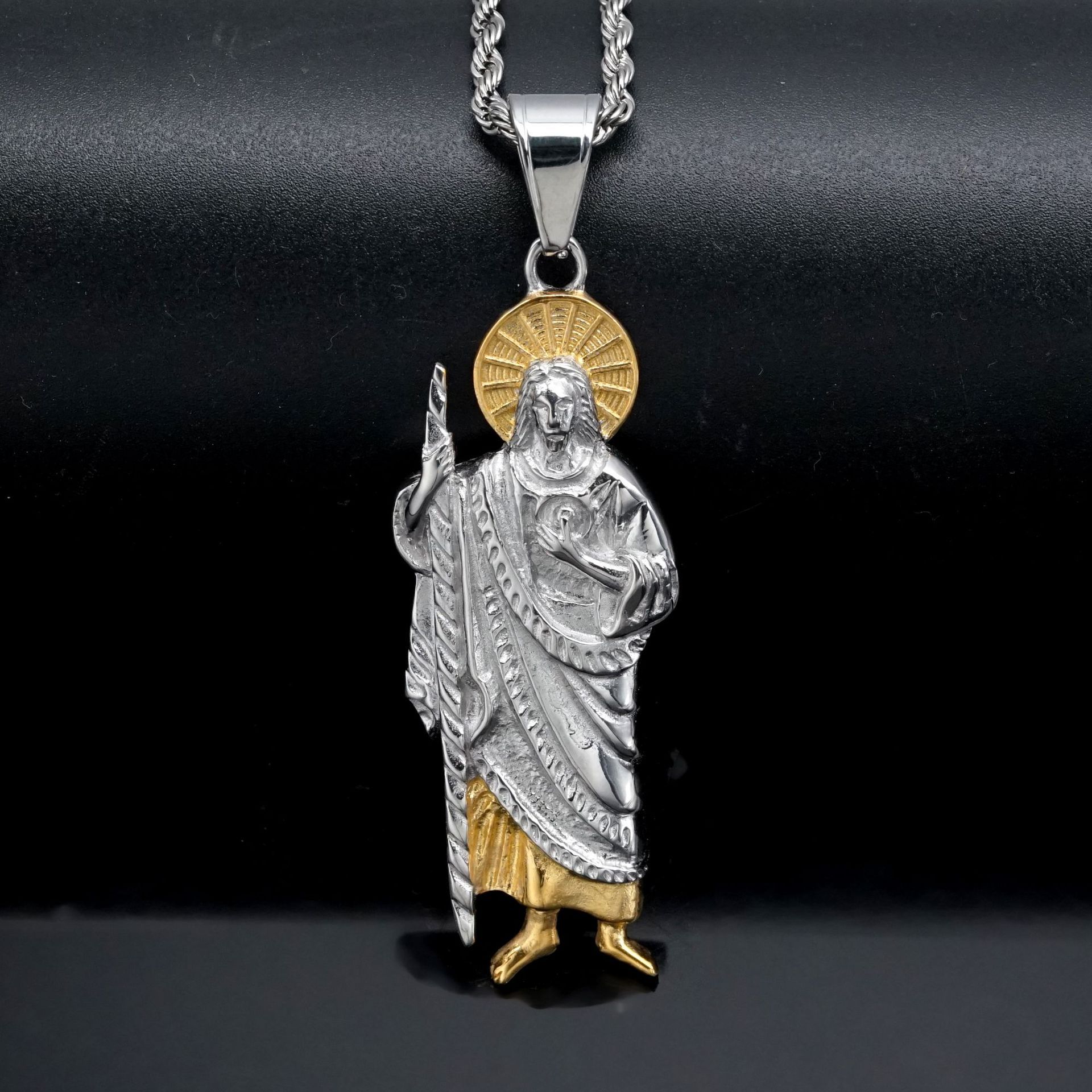 Pendente singolo in oro e argento senza catena