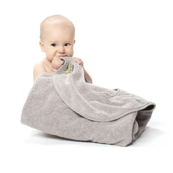 Ombed-Toalla de baño de algodón para bebé, delantal con capucha, capa absorbente para niños con sombrero, chal de baño